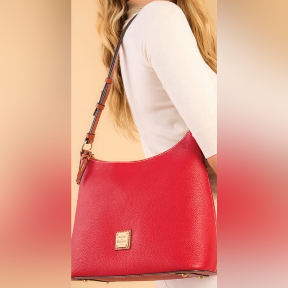 Dooney & Bourke Pebble Grain Red Hobo Bag EUC